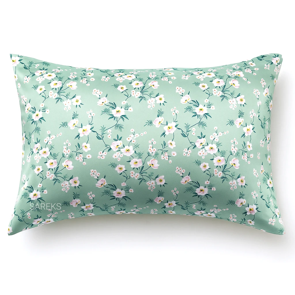 blossom-print-satin-silk-pillowcase روبالشی ساتن ابریشم طرح شکوفه