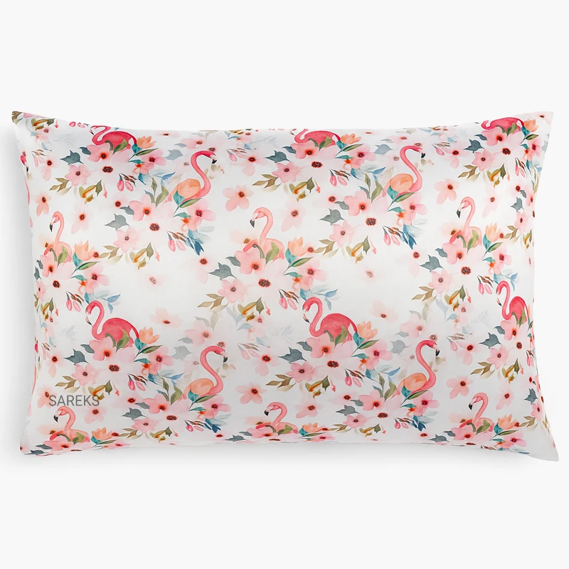 flamingo-print-satin-silk-pillowcase روبالشی ساتن ابریشم طرح فلامینگو