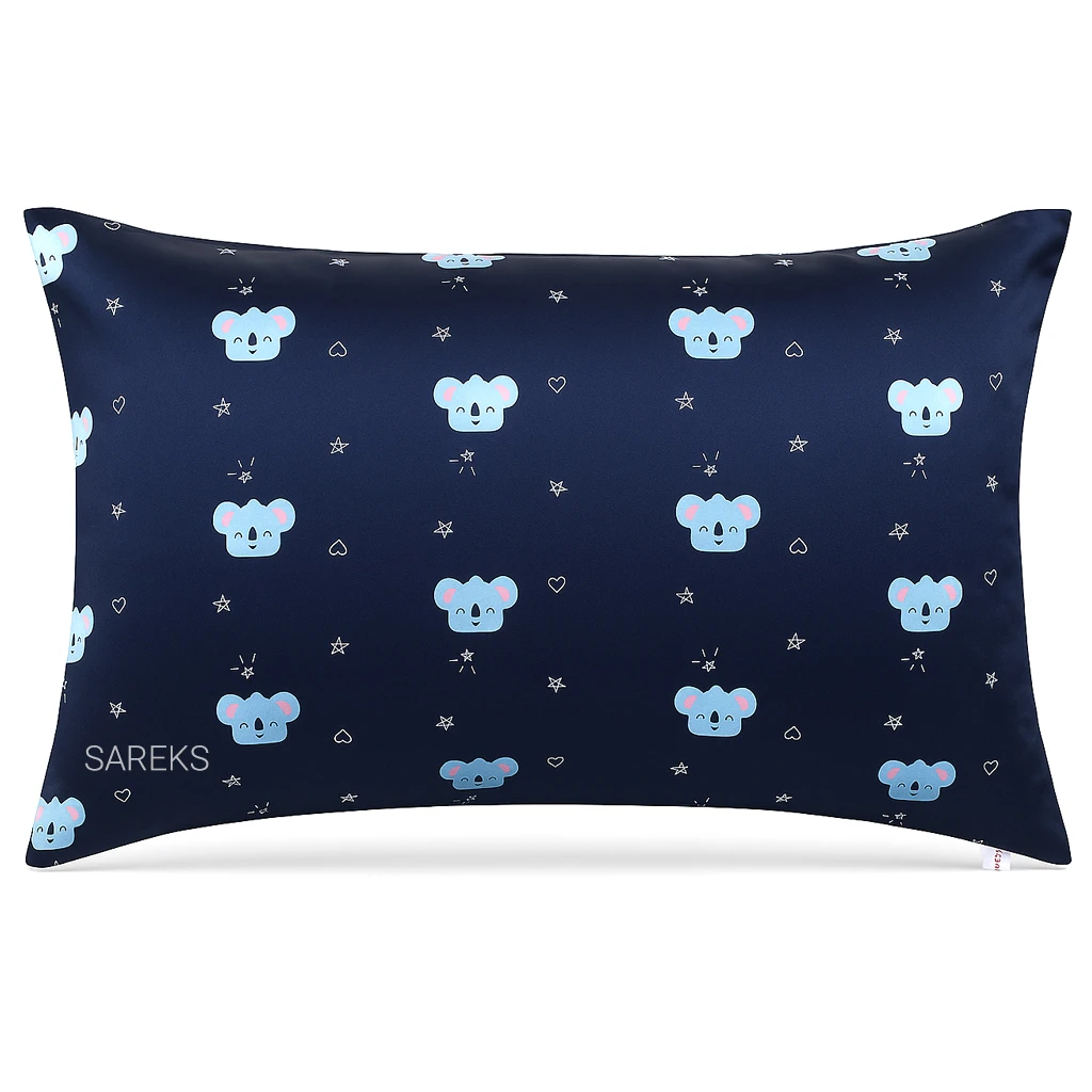 navy-koala-print-satin-silk-pillowcase روبالشی ساتن ابریشم طرح کوالا سرمهای
