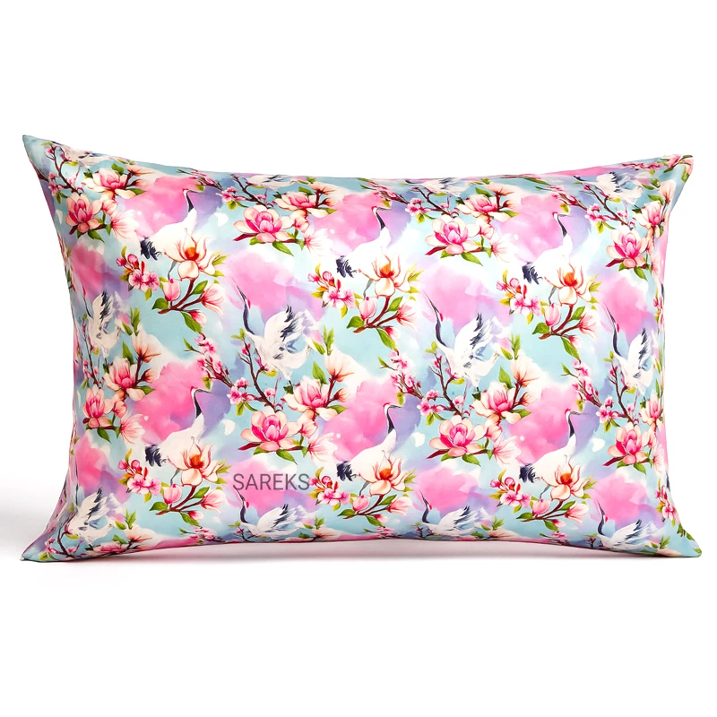 heron-print-satin-silk-pillowcase روبالشی ساتن ابریشم طرح مرغ ماهیخوار