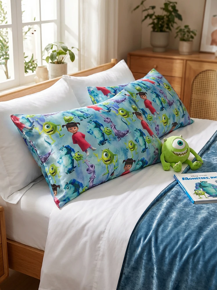 monsters-inc-print-satin-silk-pillowcase روبالشی ساتن ابریشم طرح کارخانه هیولاها