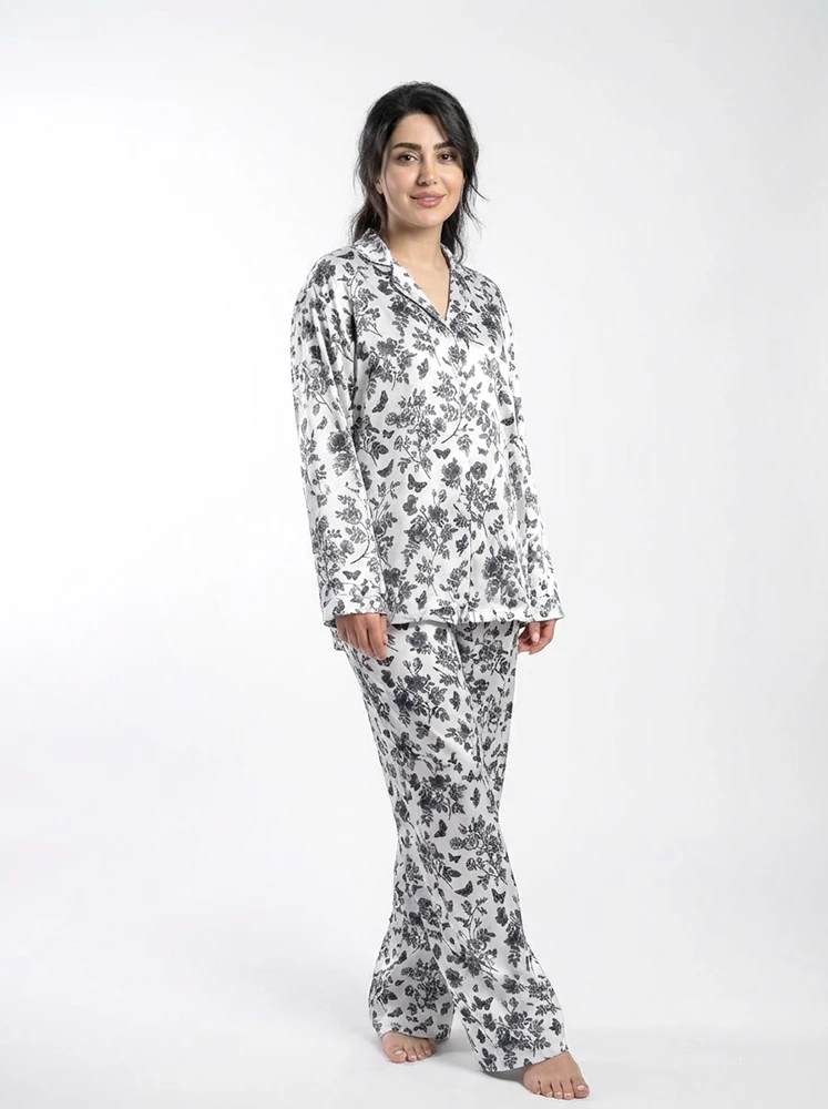 butterfly-dance-print-satin-silk-pajama-set بلوز شلوار خواب ساتن ابریشم طرح رقص پروانه