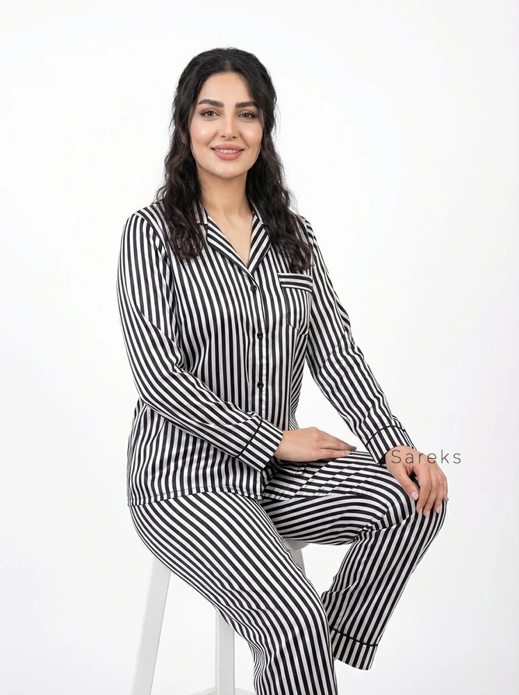 piano-print-satin-silk-pajama-set بلوز شلوار خواب ساتن ابریشم طرح پیانو